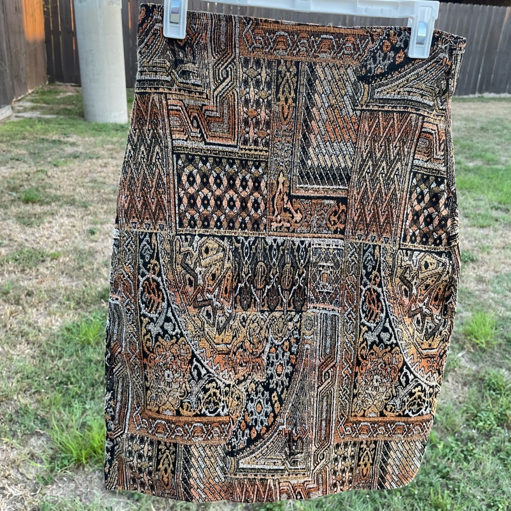 Vintage 80s Compagnie Internationale Express tapestry style Pencil Skirt